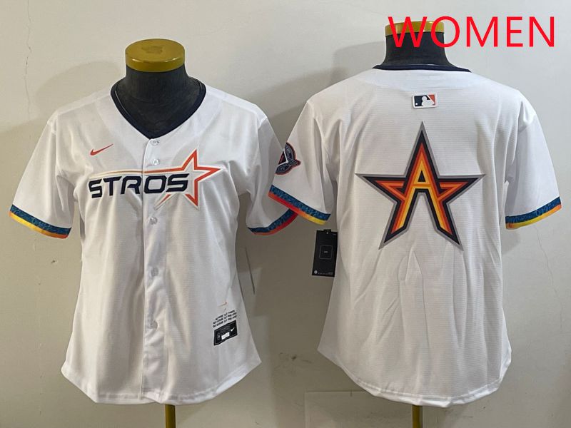 Women Houston Astros Blank White Fourth generation Joint Name 2025 Nike MLB Jersey style 5->mlb t-shirts->Sports Accessory